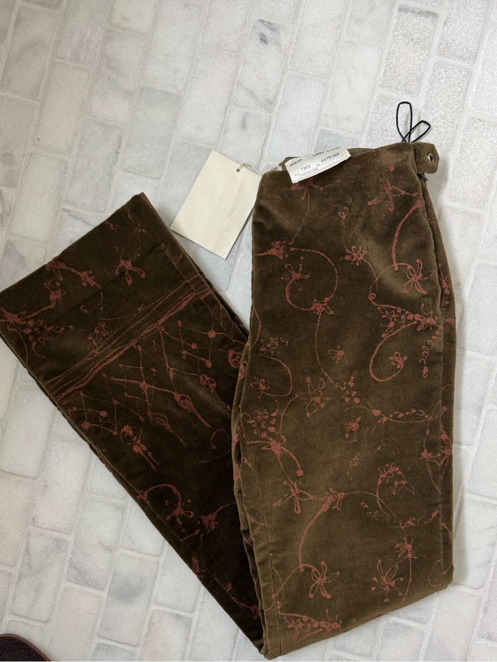 ROMEO GIGLI velvet/cord olive green pants new with tags FW2000
